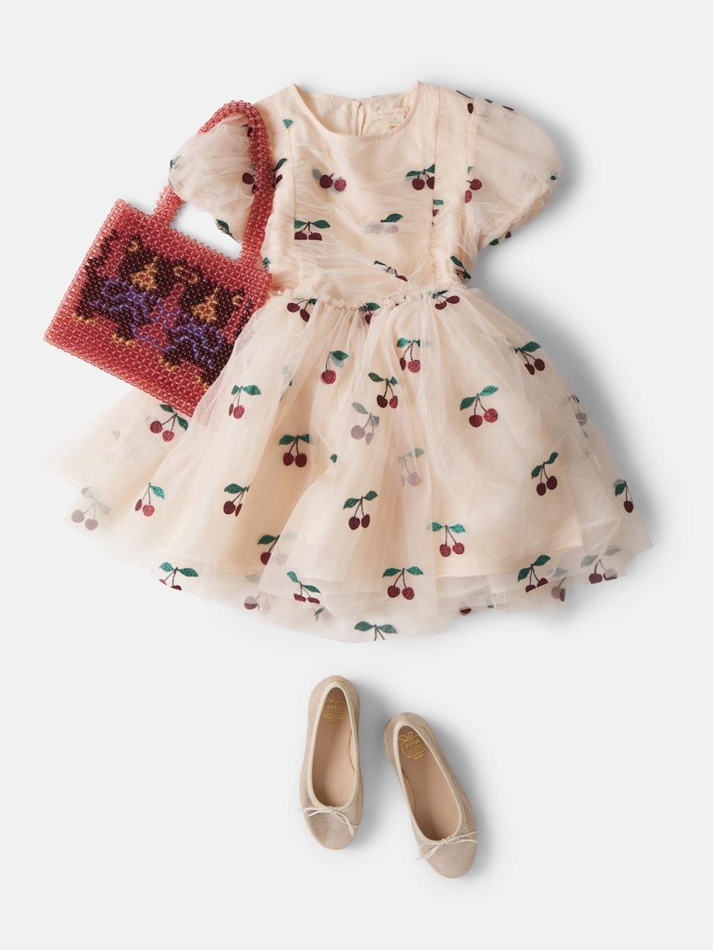 NWT $115 Konges Sløjd Tullie Glitter Dress in Ma Grande Cerise Sparkle Cherry